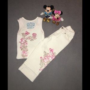 Children’s Place white jean set w/rose lace sz 5-6